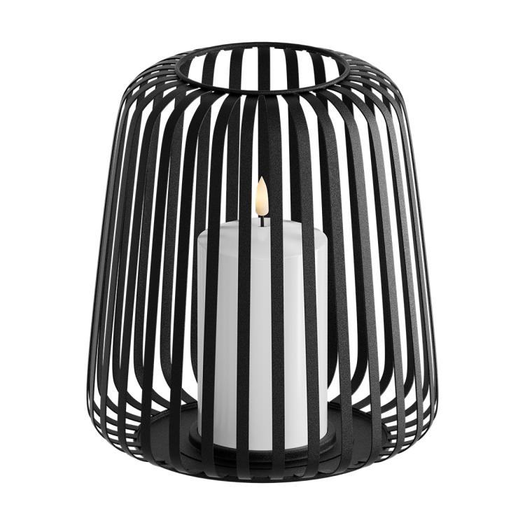 Deluxe Outdoor Laterne mit LED-Kerze, schwarz 22cm