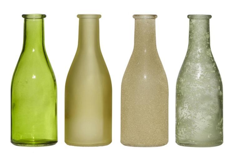 Flaschen Vasen 4er Set Grüntöne H18 D6, 41211