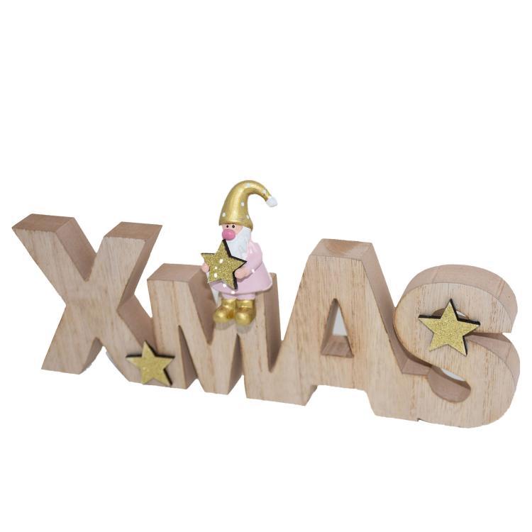 Schriftzug XMAS mit Weihnachtsmann