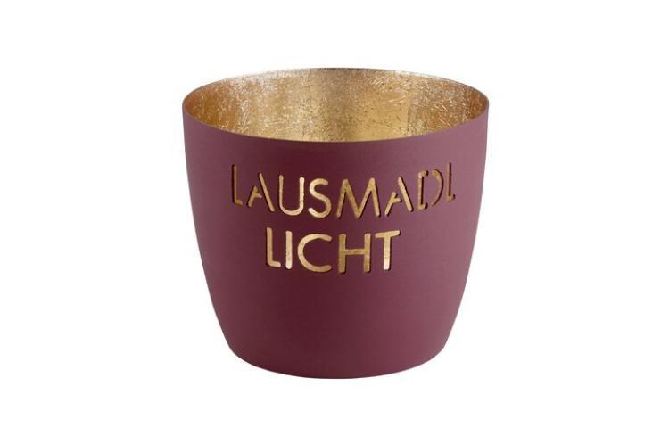 Madras Windlicht M Lausmadl burgund/Gold, 1100704017