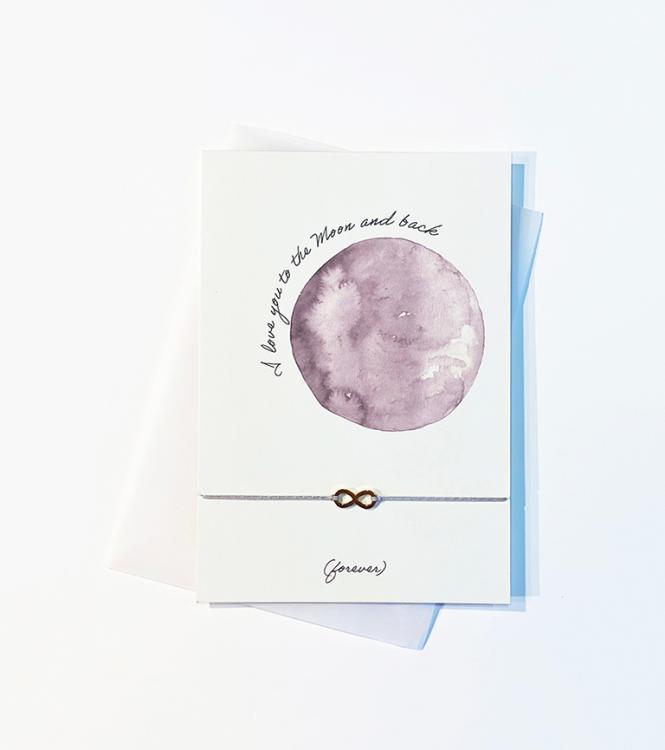  Armband-Karte, I love you to the moon, Anhänger 18K vergoldet, B010