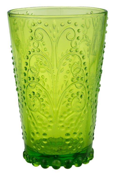 Trinkglas grün mit Muster, 592560
