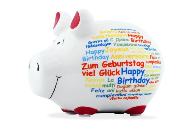 Sparschwein 'Happy Birthday, International''