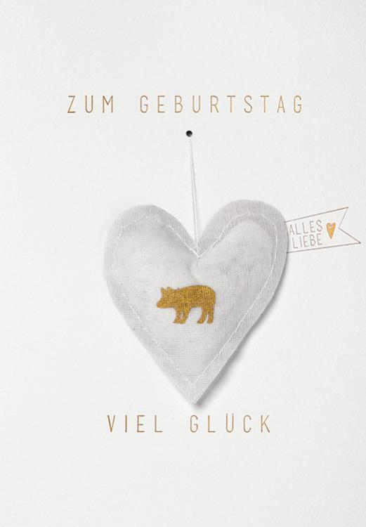Karte "Zum Geburtstag viel Glück" , Herz, Schweinchen, 62691