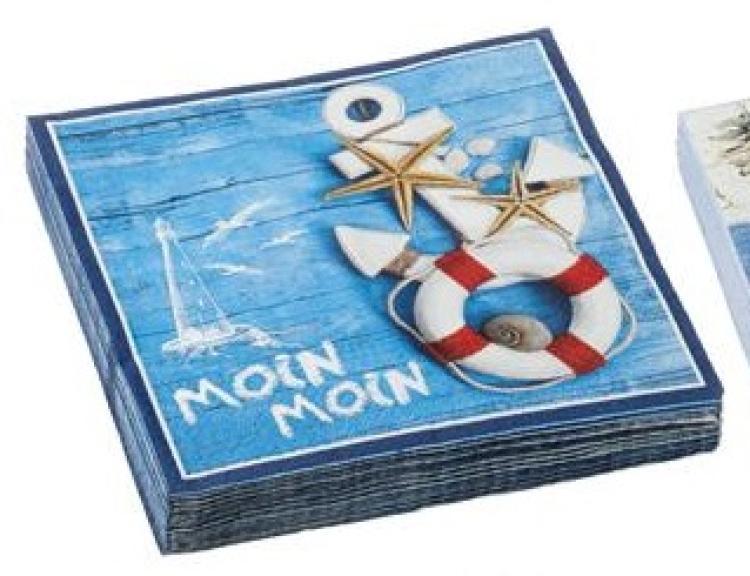 Servietten Moin Moin aus der Maritim Serie von Cepewa, 20er Pack