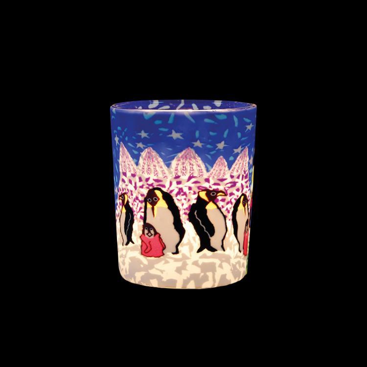 Kerzenfarm, Votivglas, 24005,Penguin, Blau/weiß