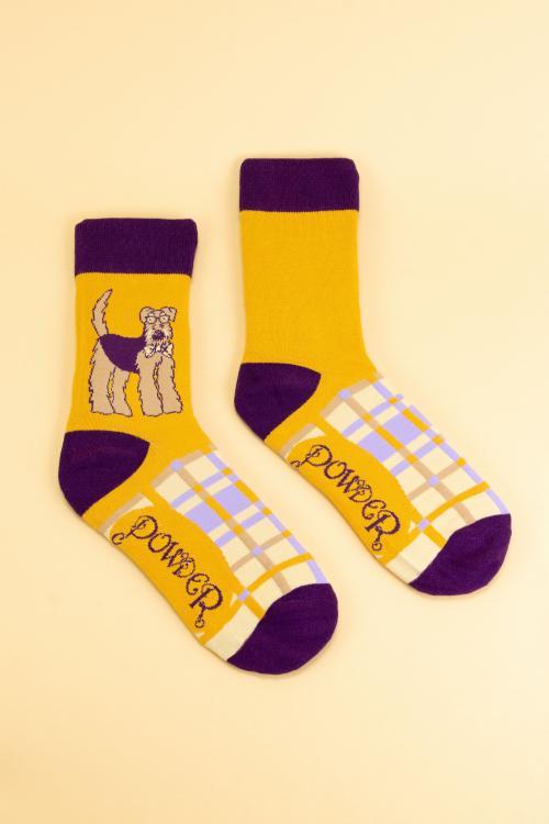Powder Men´s Airedale Socks Dog-Design gelb, MSOC49
