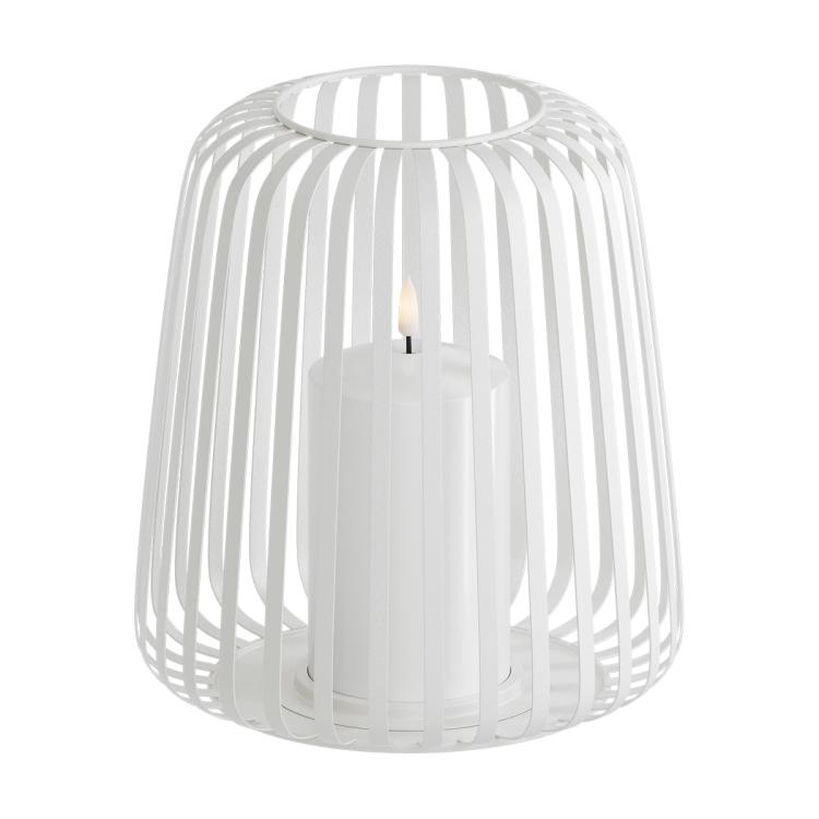 Deluxe Outdoor Laterne mit LED-Kerze, weiß 22cm