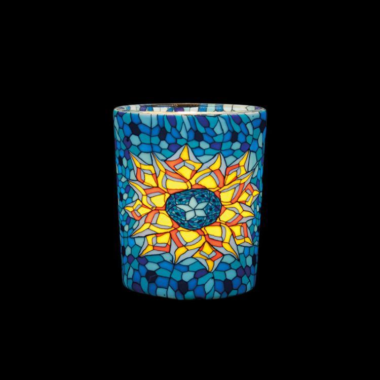 Kerzenfarm, Votivglas, 24307, Tiffany Star, Blau/gelb