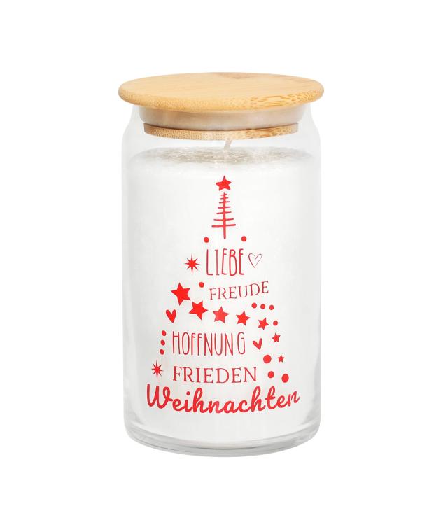 Motivkerze mit holzdeckel, Weihnachten