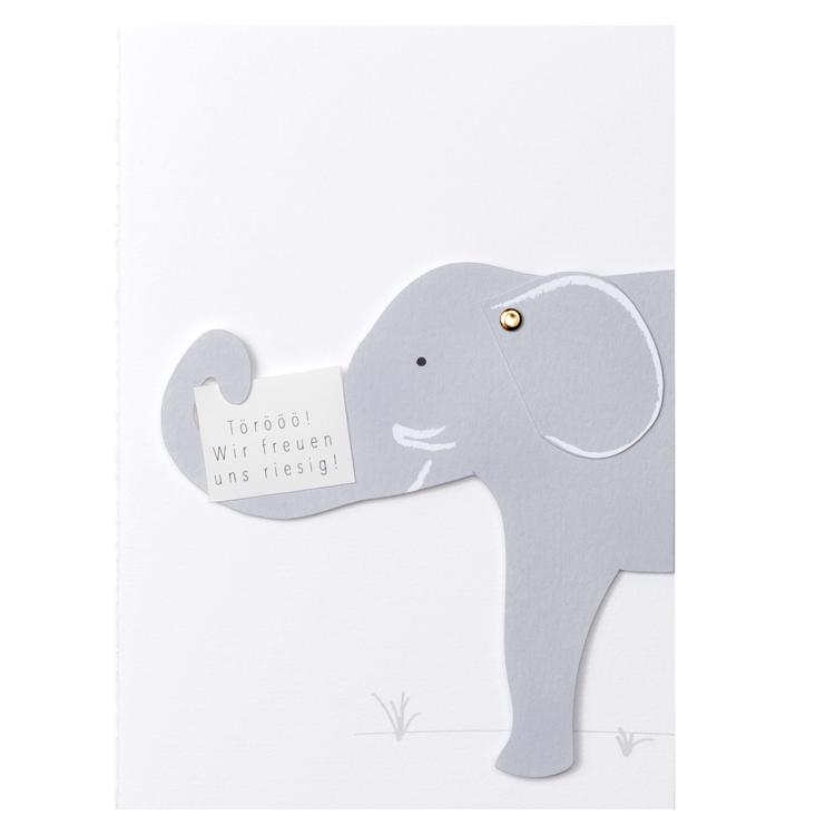 Räder GIVING Tierische Babykarte Elefant- Wir freuen uns riesig! 71086