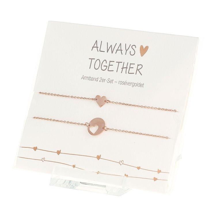 Armband-2er-Set Always Together, rosévergoldet