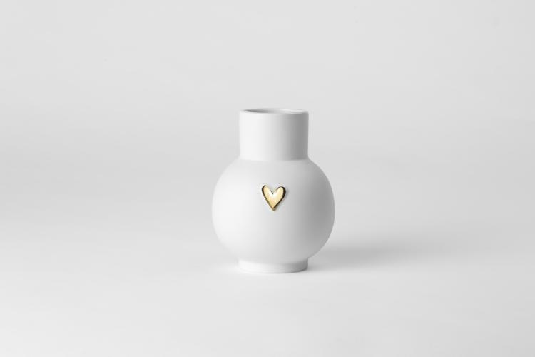 Räder Kugelvase Herz Gold, 13cm