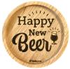 Untersetzer aus Eiche, Happy New Beer, graviert und geölt, BD544