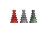 Jacquard, Kerzenhalter Tanne 3fach sortiert, H13,5cm, rot/grau/grün, 1114801020